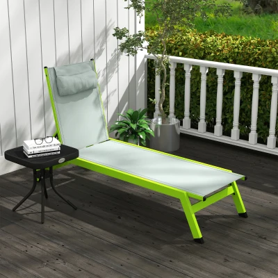 Outsunny Lettino prendisole 164x55x90cm Verde