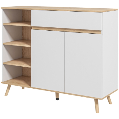 HOMCOM Mueble de Almacenamiento Buffet cocina estilo escandinavo 1 armario de doble puerta 1 cajón y 4 nichos estantes ajustables