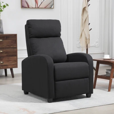 HOMCOM Sillón Reclinable ajustable 135° reposapiés extensible respaldos acolchados Lino-Poliéster Negro