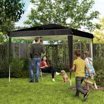 Outsunny Gartenzelt 3x3 m für 6-9 Personen mit Höhenverstellung und Entwässerungslöchern, in Metall und Schwarzem Oxford-Gewebe