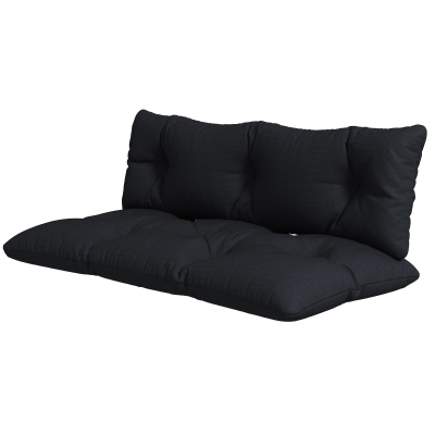 Outsunny Set 2 Gartenkissen für Sofas und Paletten aus Polyester mit Dicker Polsterung, Schwarz