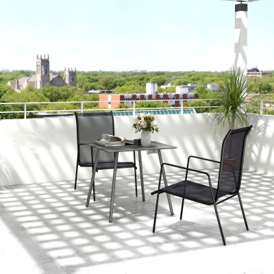 Outsunny Tavolo da pranzo da giardino 80x80x74cm Grigio