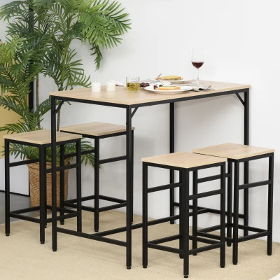 HOMCOM Set tavolo da bar 100x60x88cm Beige