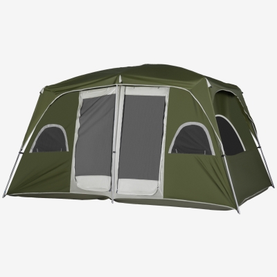 Outsunny Tente Camping 4-8 Pers 2 Chambres Imperméable Vert