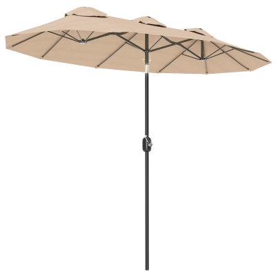 Outsunny Parasol Double Inclinable Acier Polyester Café 285x147x227cm