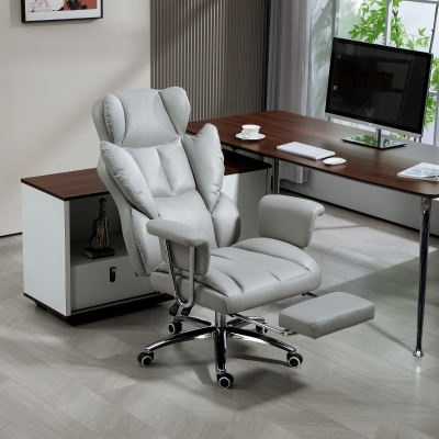 HOMCOM Sedia da ufficio 74cm x 65cm x 128cm Grigio Chiaro