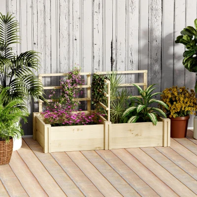 Outsunny Jardinière Bois avec Treillis et Pots 119x62,5x64 cm