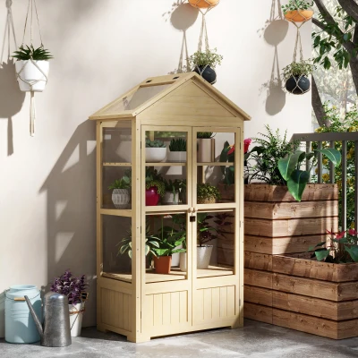 Outsunny Giardino inizio stagione 100cm x 56,5cm x 178cm Legno naturale