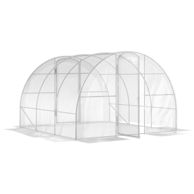 Outsunny Invernadero de jardín túnel 3x3x2 m 9 m² con puerta con bisagras cubierta de PE 150 g/m² para Verduras Plantas Flores