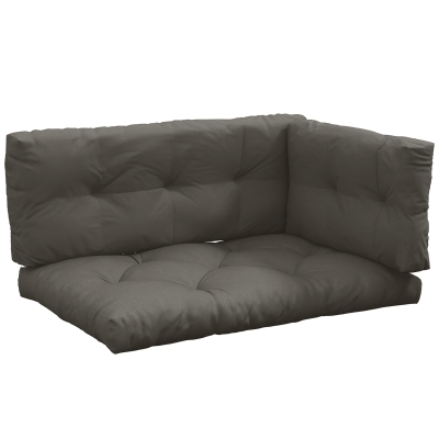 Outsunny Set de 3 Cojines de Jardín para Sofás y Palets en Poliéster con Relleno Grueso Gris Oscuro