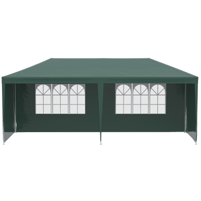 Outsunny Gartenpavillon 6x3 m für Veranstaltungen mit abnehmbaren Wänden und transparenten Fenstern, Grün