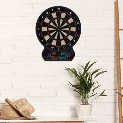 HOMCOM Elektronisches Dartspiel 27 Hauptspiele für bis zu 8 Spieler LED-Anzeige Schwarz