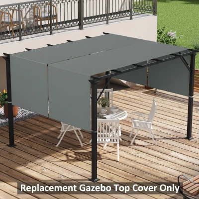 Outsunny Set mit 2 ausziehbaren Pergola-Ersatzdächern 4,9 x 1,2 m für 3 x 3 m Pergola, Polyester UV-Schutz dunkelgrau