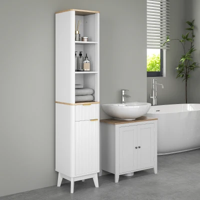 HOMCOM Armadio da bagno 33x30x170cm Bianco