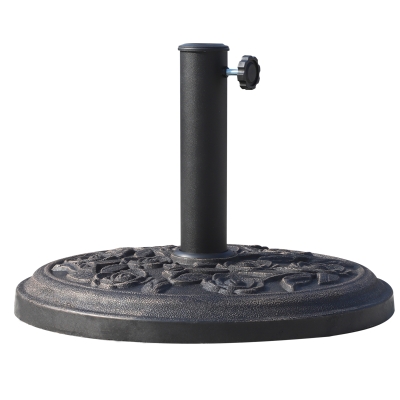 Outsunny Runder Sonnenschirmständer 9 kg Sonnenschirmständer aus Harz Rosenmuster für Terrasse Pool Ø 45,5 x 31 cm Bronze