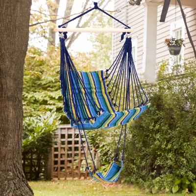 Outsunny Hängesessel-Hängematte für unterwegs Atmungsaktiver tragbarer Hängesessel in den Maßen 58L x 43B x 71H cm Baumwolle Polyester Bunt