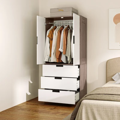 HOMCOM Armadio camera penderia 80x50x180cm Marrone