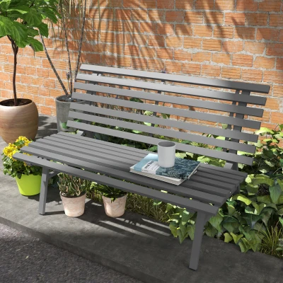Outsunny Panchina da giardino 123cm x 67cm x 79cm Grigio