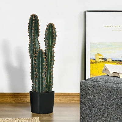 Outsunny Kaktus künstlich lebensecht künstliche Pflanze große Größe Maße: Ø 17 x 60H cm Grün