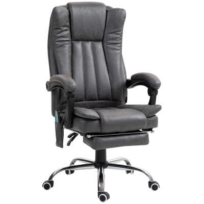 Vinsetto Silla de Oficina Ejecutiva con Función de Masaje y Calor Reposapiés Ajustable Hasta 120 kg Gris
