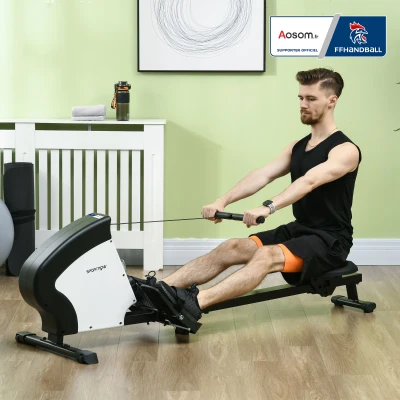 Vogatore da appartamento pieghevole, 8 livelli di resistenza magnetica, schermo LCD, Nero e Bianco