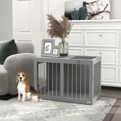 PawHut Gabbia per Cani 80cm x 50cm x 56,5cm Grigio