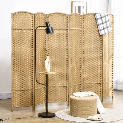 HOMCOM Paravento 240cm x 1,6cm x 170cm Legno naturale