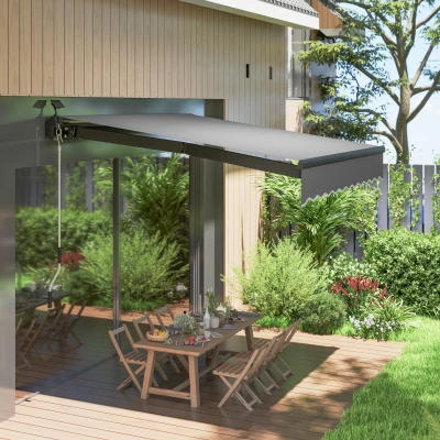 Outsunny Tendone Parasole 295cm x 250cm x 150cm Grigio
