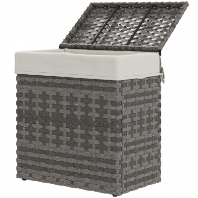 Outsunny Garten- und Hauskorb aus Rattan mit Innenfutter, 57x34x62cm, Grau