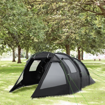 Outsunny Tente Camping 2 Pièces 475x264cm Résistante Noir