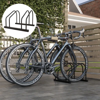 SPORTNOW Fahrradträger für 2 Fahrräder Fahrradständer zur Reifenlagerung 61 mm Abmessungen 50L x 34B x 27,5H cm schwarzer Stahl