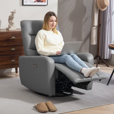 HOMCOM Sillón relax con Función de Reclinación Control Remoto Puerto USB Gris