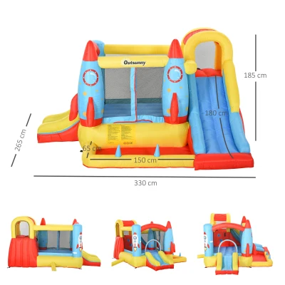 Outsunny Château Gonflable Enfants +3 Ans avec Toboggans et Piscine