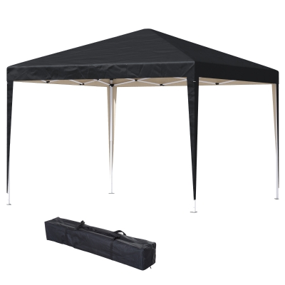 Outsunny Pavillon Pop-Up 2,95m Tissu Oxford Noir Acier UV