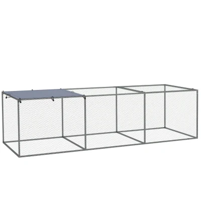 PawHut Jaula para pequeños animales recinto gallinero exterior 3 m² 3x1x0,8 m acero galvanizado