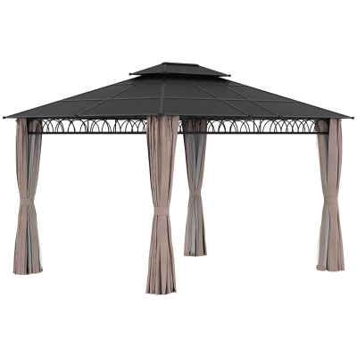 Outsunny Pergola da giardino 360x300x278cm Nero, Grigio Scuro, Kaki