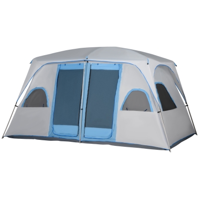 Outsunny Tente Camping 4-8 Pers Imperméable 400x275x210cm Gris
