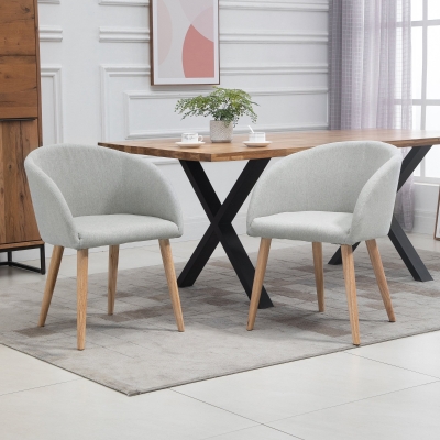 HOMCOM Set di sedie da sala da pranzo 55x56x74cm Grigio chiaro