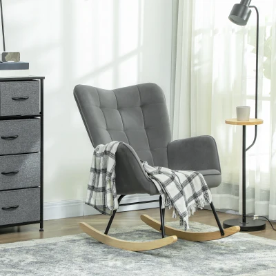HOMCOM Poltrona a dondolo 71cm x 98cm x 101cm Grigio scuro