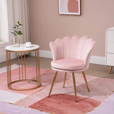 HOMCOM Poltrona a Conchiglia 67x64x77cm Rosa