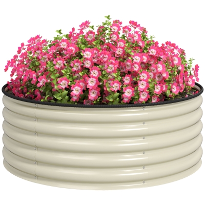Outsunny Bac à Fleurs Galvanisé 120x120x43cm Blanc Crème