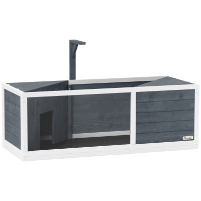 PawHut Casa para Tortugas con tapa abatible fácil de abrir, estructura para lámpara, panel frontal transparente, 120x50x40 cm, Gris