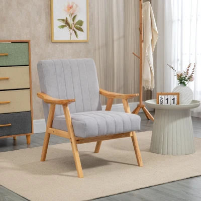 HOMCOM Poltrona con Braccioli 68cm x 74cm x 82cm Grigio Chiaro