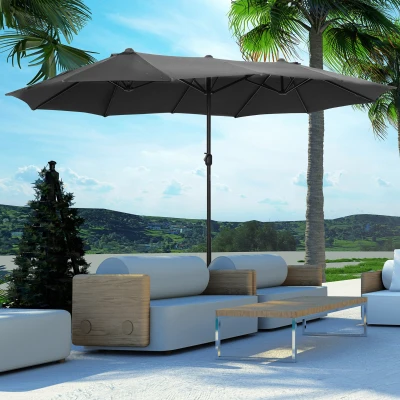 Outsunny Ombrellone da giardino 460x270x240cm Grigio