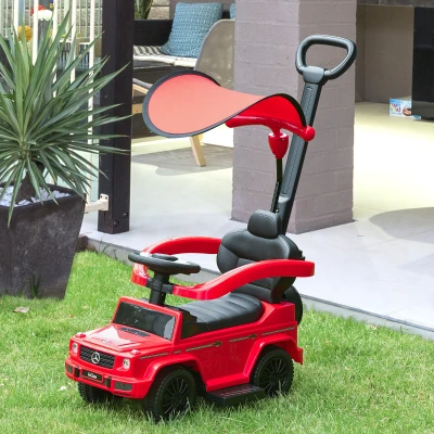 HOMCOM Macchina a Spinta per Bambini con Maniglia Tettuccio Rosso