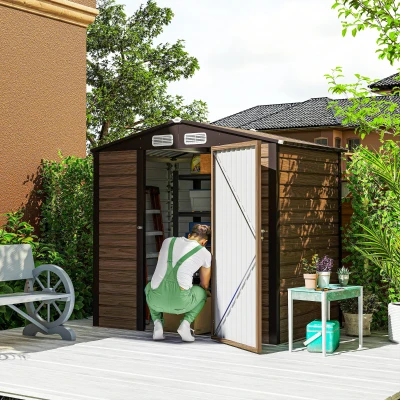 Outsunny Casetta da Giardino in Acciaio con Prese d'Aria 1.9x1.3m