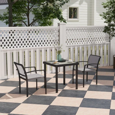 Outsunny Ensemble 3 Pièces Table et Chaises Extérieur Gris Acier