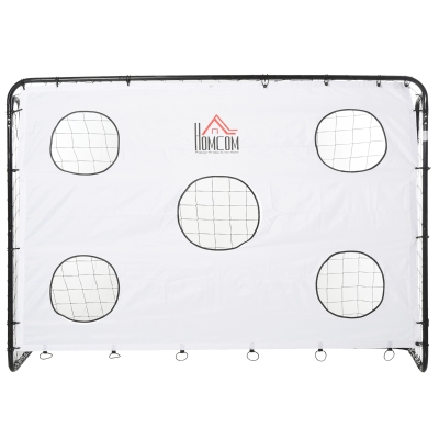 HOMCOM Fußballtor für Kinder und Erwachsene mit PE-Netz, aus Metall und Oxford, Weiß und Schwarz, 240x88x171,5cm