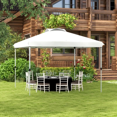 Outsunny Tonnelle Pavillon Gartenpavillon Popup-Faltzelt 3 x 3 m mit Transporttasche mit Rollen, verstellbare Höhen