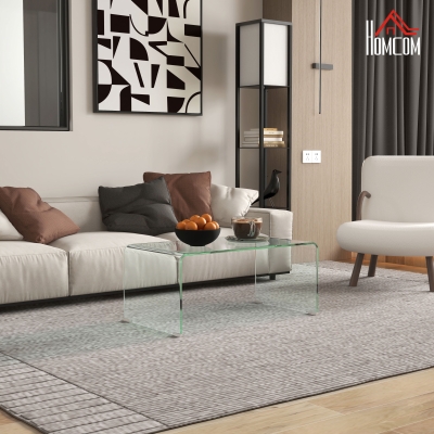 HOMCOM Tavolino da caffè in vetro 80x45x35cm Trasparente
